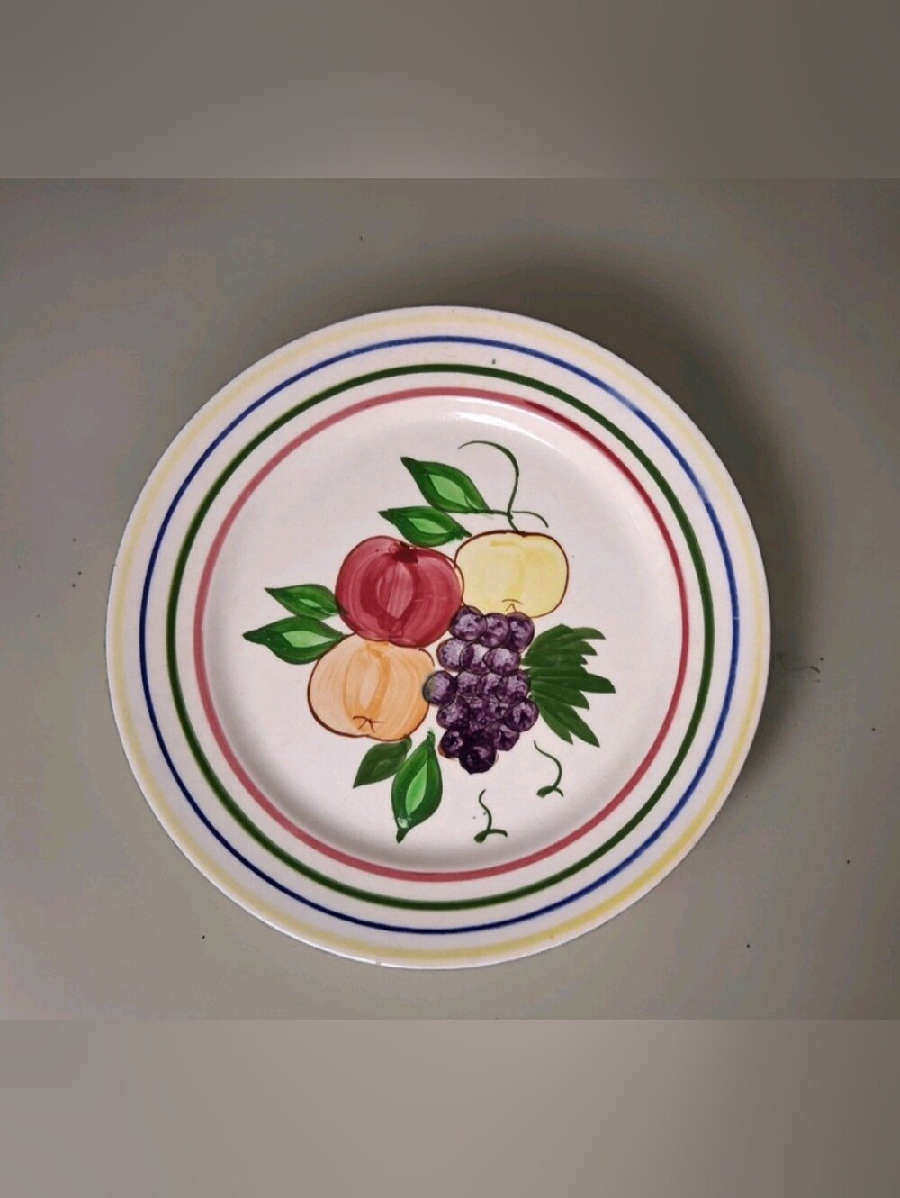 Vintage Blue Ridge Southern Pottery Fruit  9" Dinner Plate With Rings